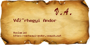 Várhegyi Andor névjegykártya